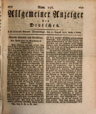 Allgemeiner Anzeiger der Deutschen Donnerstag 31. August 1826