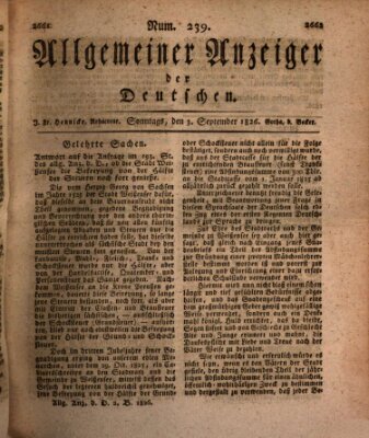 Allgemeiner Anzeiger der Deutschen Sonntag 3. September 1826