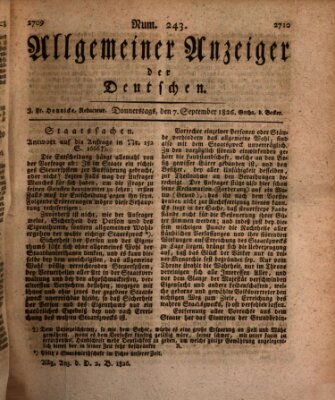 Allgemeiner Anzeiger der Deutschen Donnerstag 7. September 1826