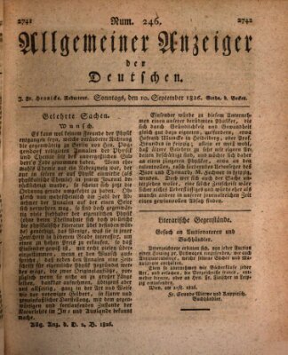 Allgemeiner Anzeiger der Deutschen Sonntag 10. September 1826
