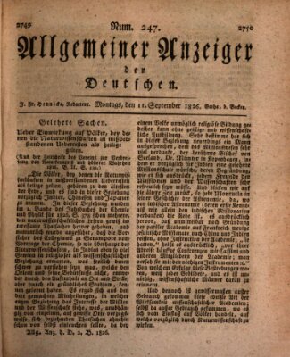 Allgemeiner Anzeiger der Deutschen Montag 11. September 1826