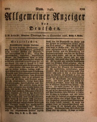 Allgemeiner Anzeiger der Deutschen Dienstag 12. September 1826
