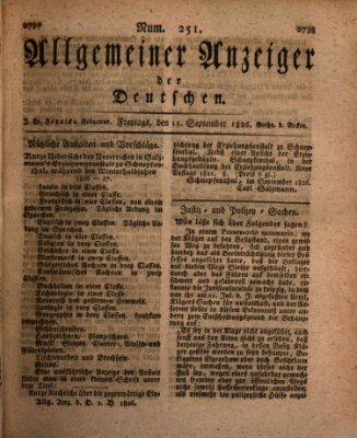 Allgemeiner Anzeiger der Deutschen Freitag 15. September 1826