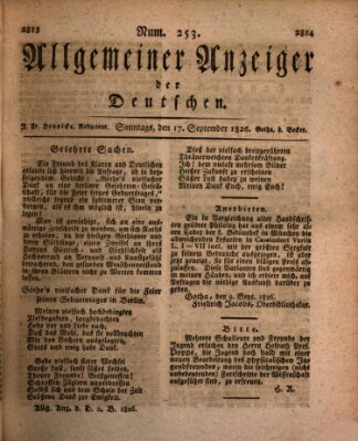 Allgemeiner Anzeiger der Deutschen Sonntag 17. September 1826