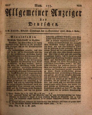 Allgemeiner Anzeiger der Deutschen Dienstag 19. September 1826