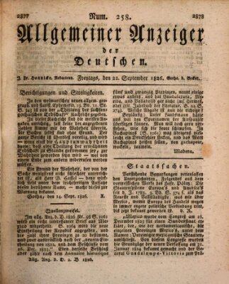 Allgemeiner Anzeiger der Deutschen Freitag 22. September 1826