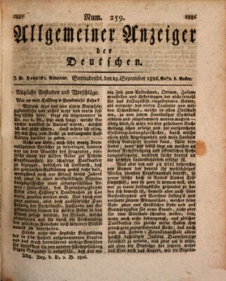 Allgemeiner Anzeiger der Deutschen Samstag 23. September 1826