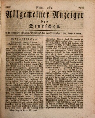 Allgemeiner Anzeiger der Deutschen Dienstag 26. September 1826