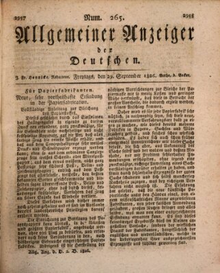 Allgemeiner Anzeiger der Deutschen Freitag 29. September 1826