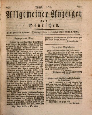 Allgemeiner Anzeiger der Deutschen Sonntag 1. Oktober 1826