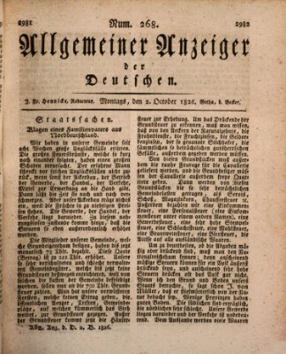 Allgemeiner Anzeiger der Deutschen Montag 2. Oktober 1826