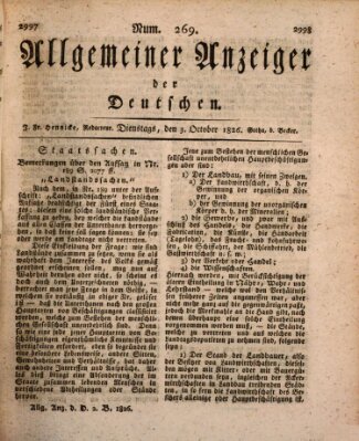 Allgemeiner Anzeiger der Deutschen Dienstag 3. Oktober 1826