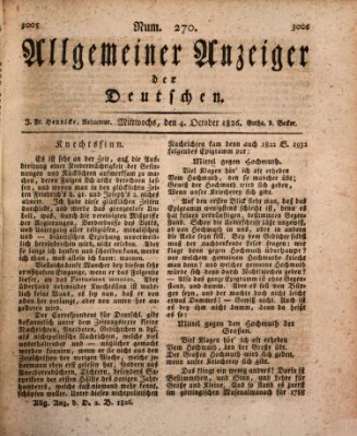 Allgemeiner Anzeiger der Deutschen Mittwoch 4. Oktober 1826