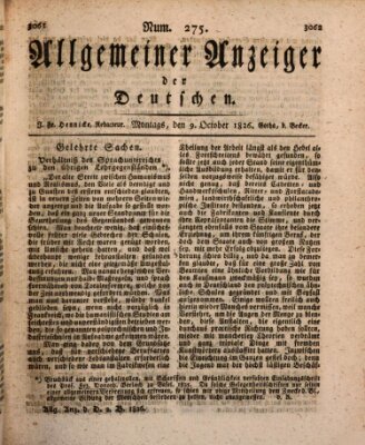 Allgemeiner Anzeiger der Deutschen Montag 9. Oktober 1826