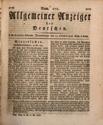 Allgemeiner Anzeiger der Deutschen Donnerstag 12. Oktober 1826