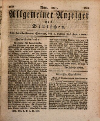 Allgemeiner Anzeiger der Deutschen Sonntag 15. Oktober 1826