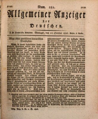 Allgemeiner Anzeiger der Deutschen Montag 16. Oktober 1826