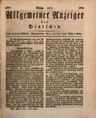 Allgemeiner Anzeiger der Deutschen Samstag 21. Oktober 1826