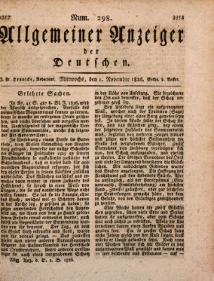 Allgemeiner Anzeiger der Deutschen Mittwoch 1. November 1826