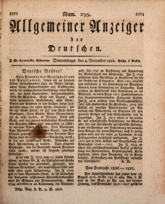 Allgemeiner Anzeiger der Deutschen Donnerstag 2. November 1826