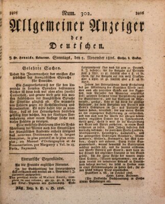 Allgemeiner Anzeiger der Deutschen Sonntag 5. November 1826