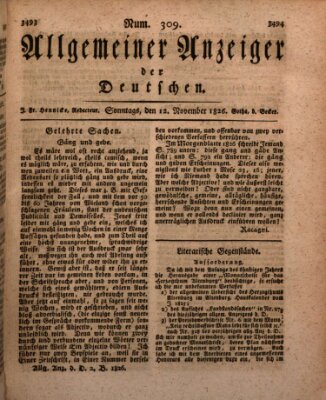 Allgemeiner Anzeiger der Deutschen Sonntag 12. November 1826