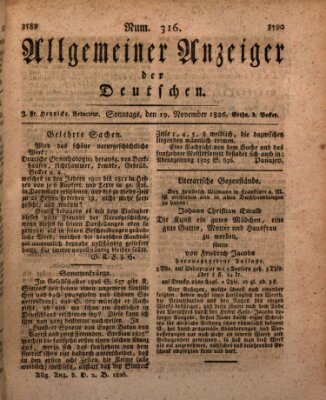 Allgemeiner Anzeiger der Deutschen Sonntag 19. November 1826