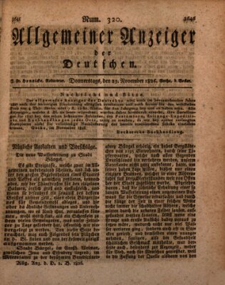 Allgemeiner Anzeiger der Deutschen Donnerstag 23. November 1826