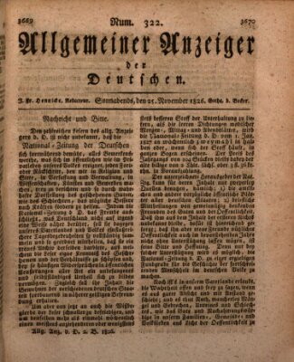 Allgemeiner Anzeiger der Deutschen Samstag 25. November 1826