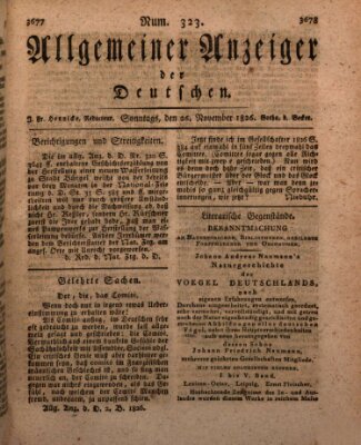 Allgemeiner Anzeiger der Deutschen Sonntag 26. November 1826