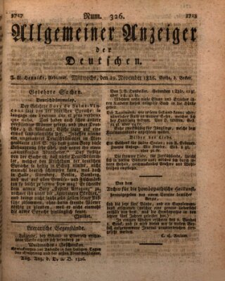 Allgemeiner Anzeiger der Deutschen Mittwoch 29. November 1826