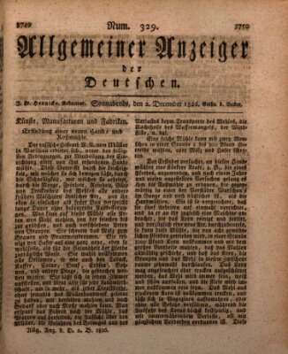 Allgemeiner Anzeiger der Deutschen Samstag 2. Dezember 1826