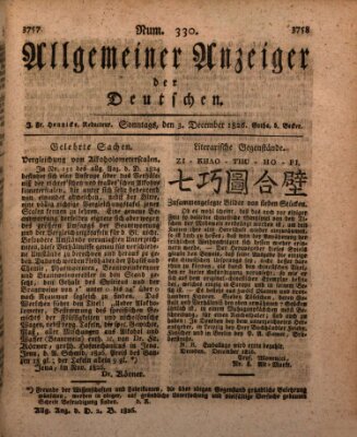 Allgemeiner Anzeiger der Deutschen Sonntag 3. Dezember 1826