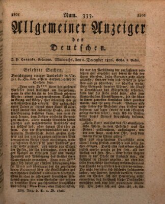 Allgemeiner Anzeiger der Deutschen Mittwoch 6. Dezember 1826