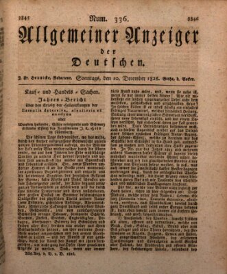 Allgemeiner Anzeiger der Deutschen Sonntag 10. Dezember 1826