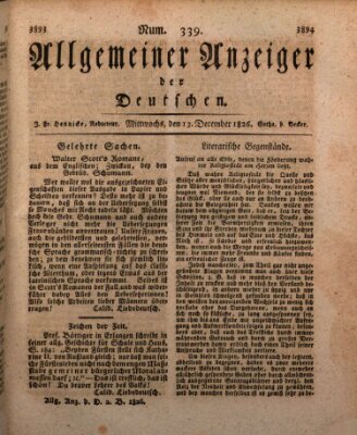 Allgemeiner Anzeiger der Deutschen Mittwoch 13. Dezember 1826