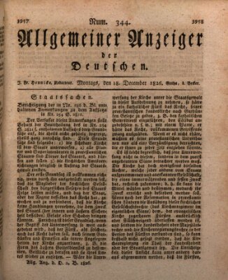 Allgemeiner Anzeiger der Deutschen Montag 18. Dezember 1826