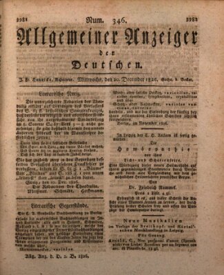 Allgemeiner Anzeiger der Deutschen Mittwoch 20. Dezember 1826