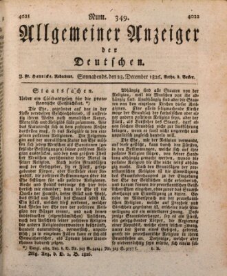 Allgemeiner Anzeiger der Deutschen Samstag 23. Dezember 1826