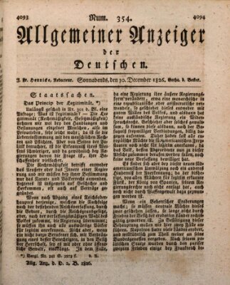 Allgemeiner Anzeiger der Deutschen Samstag 30. Dezember 1826