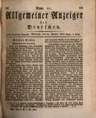 Allgemeiner Anzeiger der Deutschen Montag 22. Januar 1827