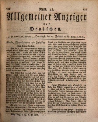 Allgemeiner Anzeiger der Deutschen Sonntag 18. Februar 1827