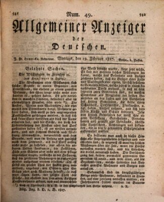 Allgemeiner Anzeiger der Deutschen Montag 19. Februar 1827