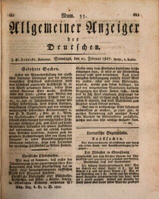 Allgemeiner Anzeiger der Deutschen Sonntag 25. Februar 1827