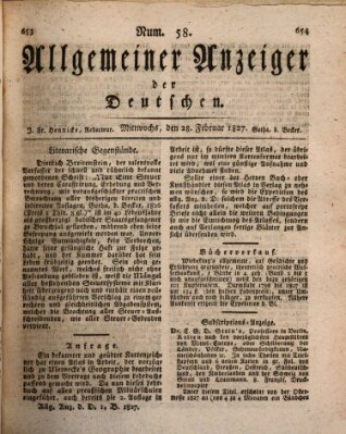 Allgemeiner Anzeiger der Deutschen Mittwoch 28. Februar 1827