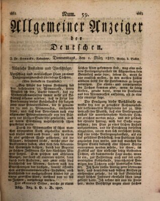 Allgemeiner Anzeiger der Deutschen Donnerstag 1. März 1827