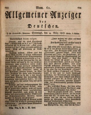 Allgemeiner Anzeiger der Deutschen Sonntag 4. März 1827