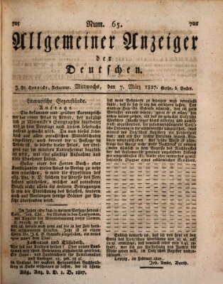 Allgemeiner Anzeiger der Deutschen Mittwoch 7. März 1827