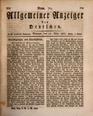 Allgemeiner Anzeiger der Deutschen Montag 12. März 1827