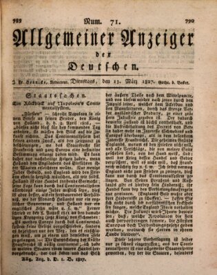 Allgemeiner Anzeiger der Deutschen Dienstag 13. März 1827